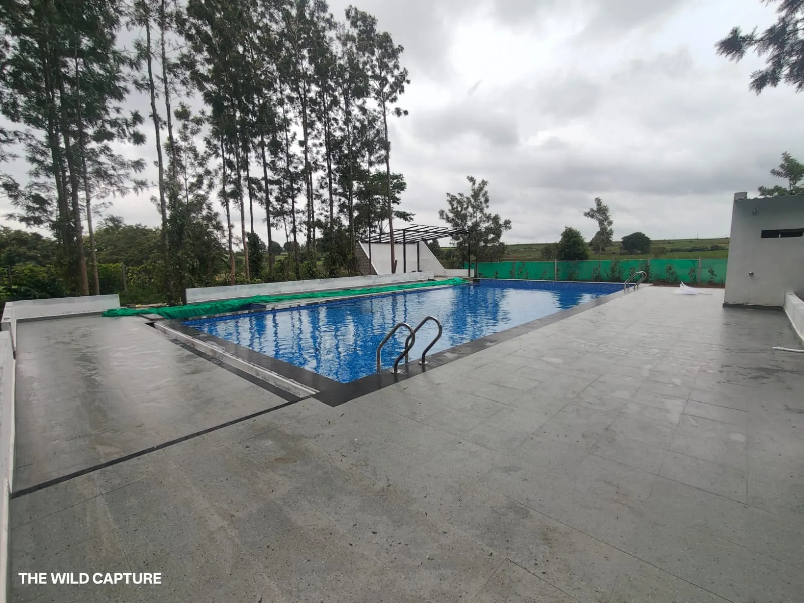 The pool seen across the deck